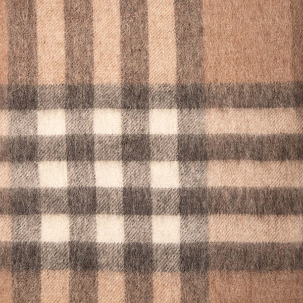 Chequer Tartan 90/10 Cashmere Blanket Camel