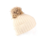 Rib Cashmere Pom Pom Hat Optical White