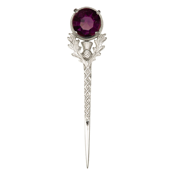 Scottish Thistle Kilt Pin Dark Amethyst