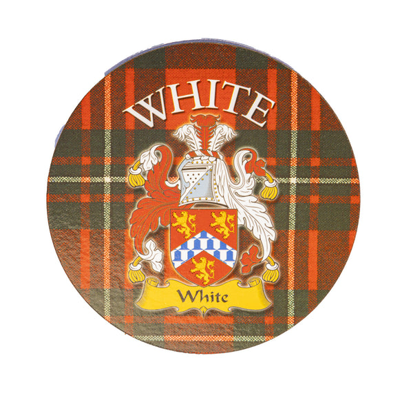 Clan/Family Name Round Cork Coaster White S