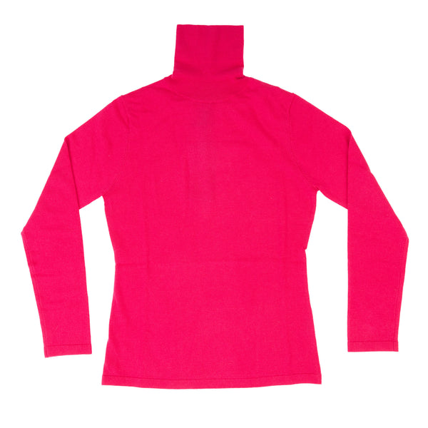 100% Merino Ladies Polo Neck Sweater Lipstick