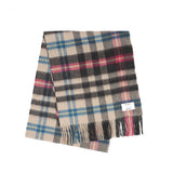 100% Cashmere Wide Tartan Scarf Mile Check - Pearl/Pewter