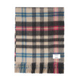 100% Cashmere Wide Tartan Scarf Mile Check - Pearl/Pewter