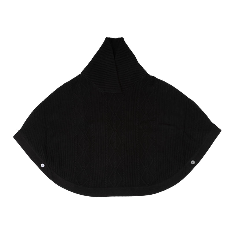 100% Cashmere Ladies Cable Poncho Black