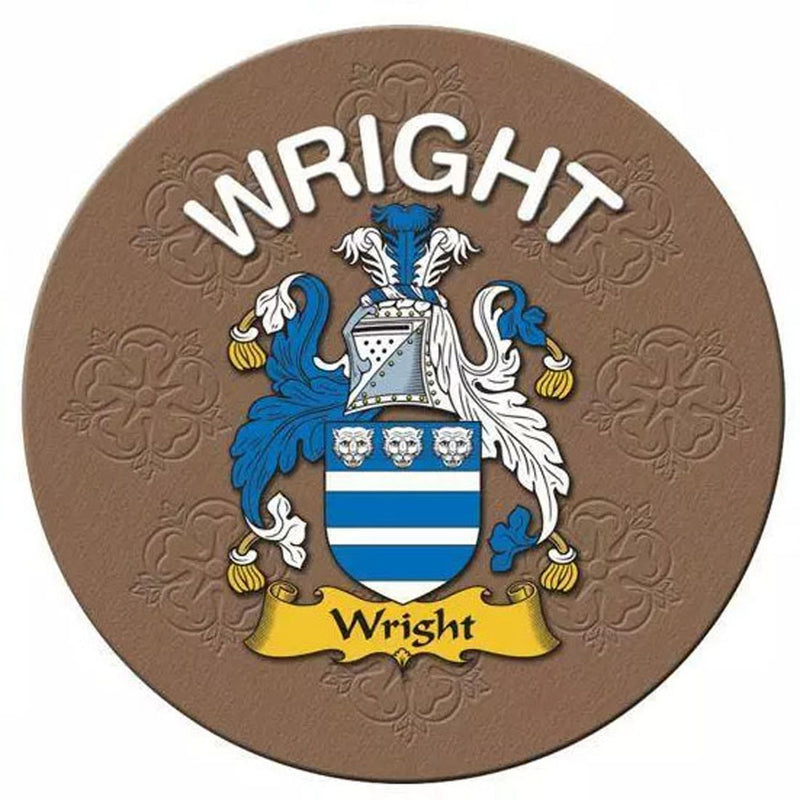 Clan/Family Name Round Cork Coaster Wright E