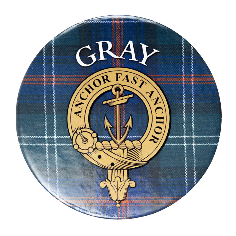 Clan/Family Name Round Cork Coaster Gray S