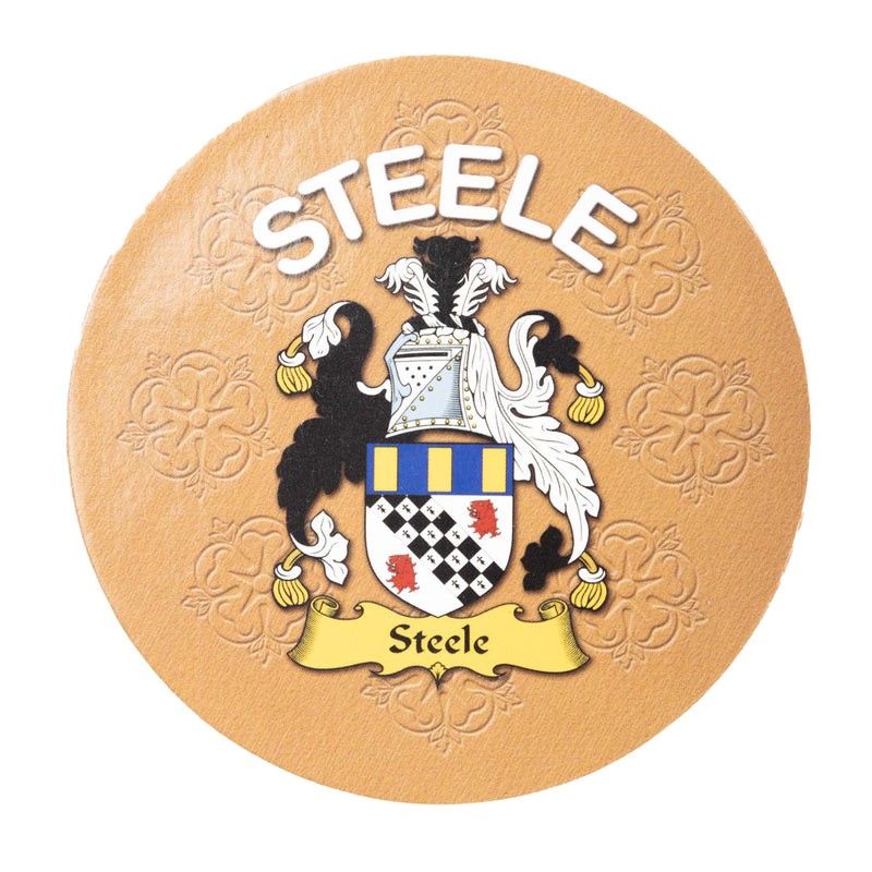 Clan/Family Name Round Cork Coaster Steele