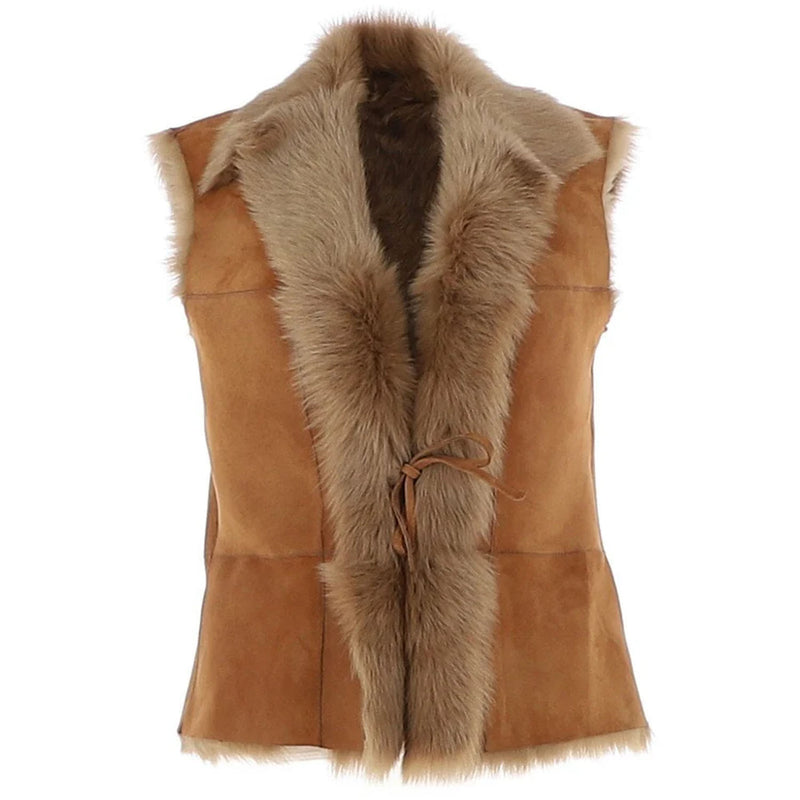 Ladies Toscano Sheepskin Gillet Honey Tt