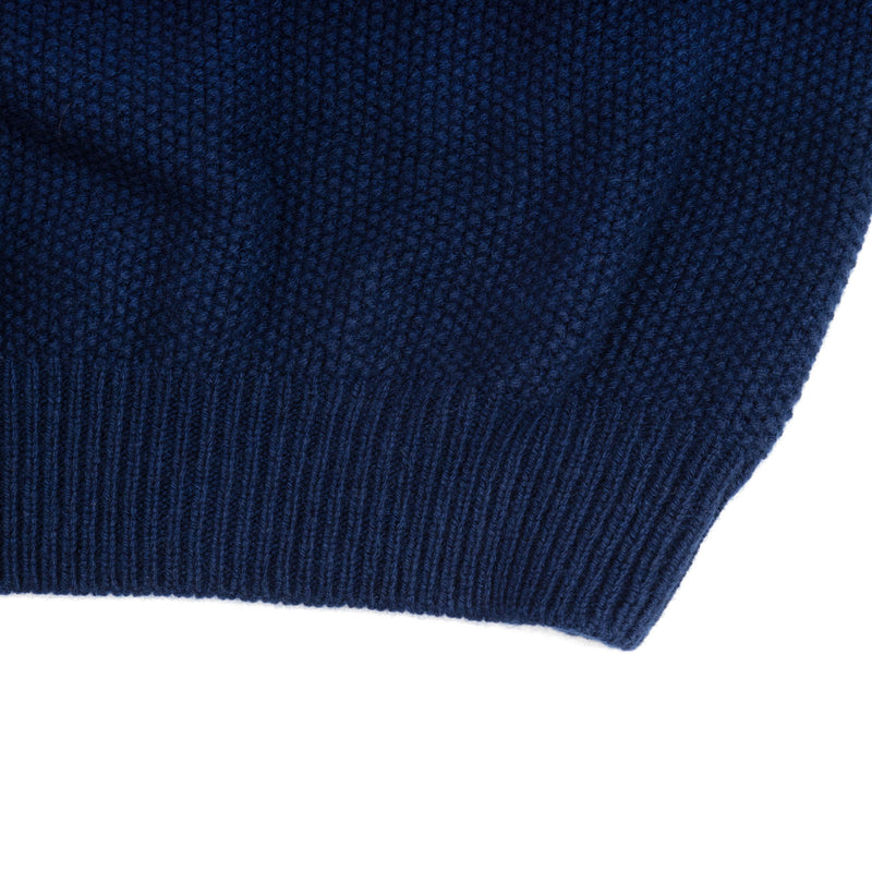 Marchbrae 100%Cashmere Gents Moss Stitch Navy