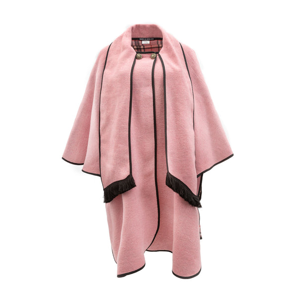 Ladies Wool Blend Reversible Cape Pink