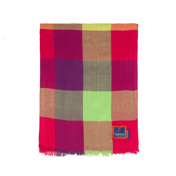 Tartan Stole Square Check - Pastel Pink