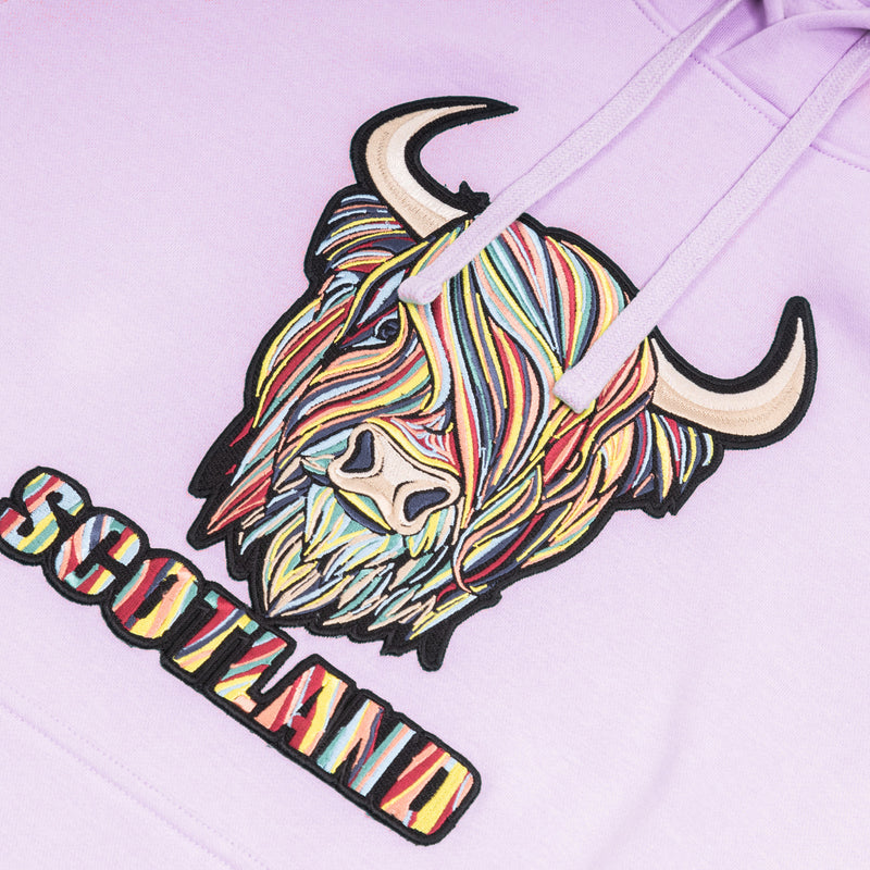 Adults Pastel Highland Cow Hooded Top Lilac