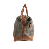 Ht Leather Large Travel Bag Brown Herringbone / Tan