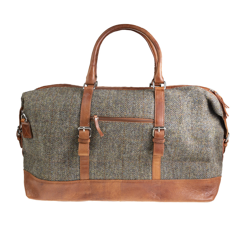 Ht Leather Large Travel Bag Brown Herringbone / Tan
