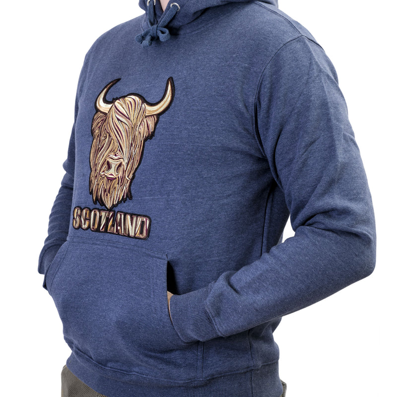 8 Shades Of Brown Highland Cow Hoodie Denim Blue