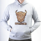 8 Shades Of Brown Highland Cow Hoodie Heather Grey