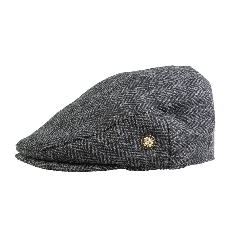 Heddle & Reed Harris Tweed Flatcap Grey Herringbone