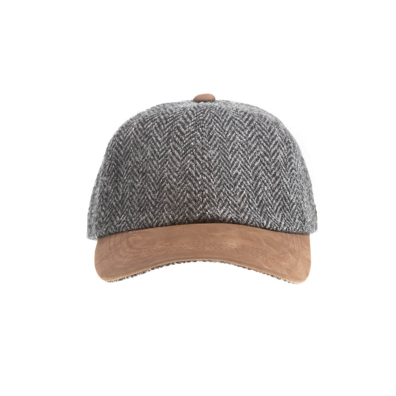 Heddle & Reed Harris Tweed Baseball Cap Grey Herringbone