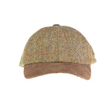 Heddle & Reed Harris Tweed Baseball Cap Mustard Check