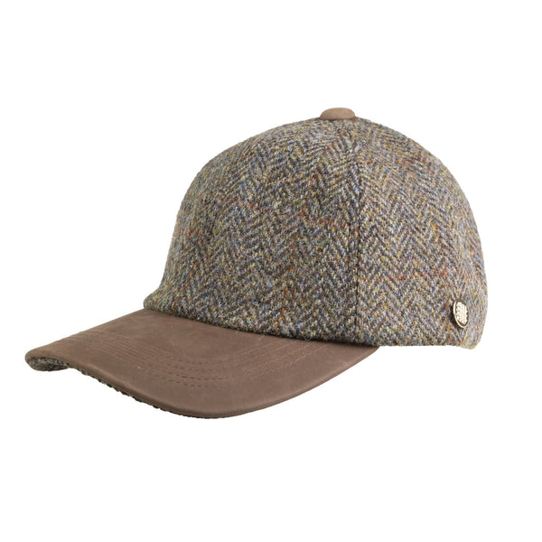 Heddle & Reed Harris Tweed Baseball Cap Brown Herringbone