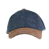 Heddle & Reed Harris Tweed Baseball Cap Blue Herringbone