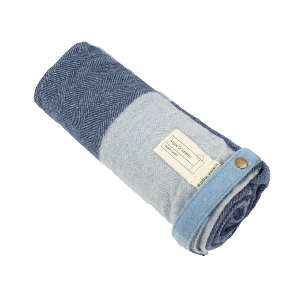 Block Check Foldaway Blanket Light Blue