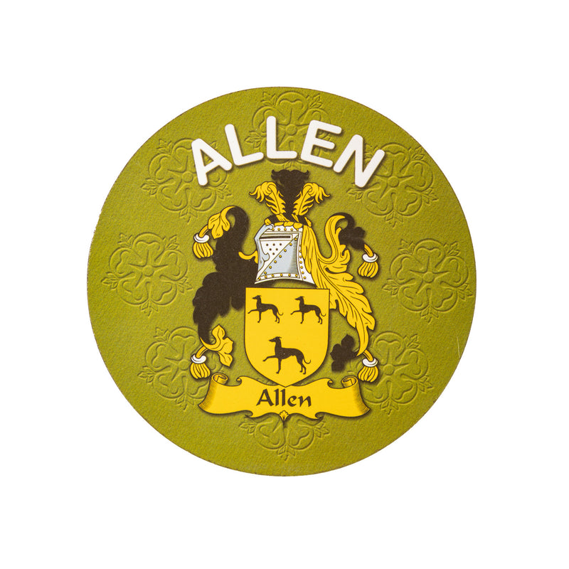 Clan/Family Name Round Cork Coaster Allen