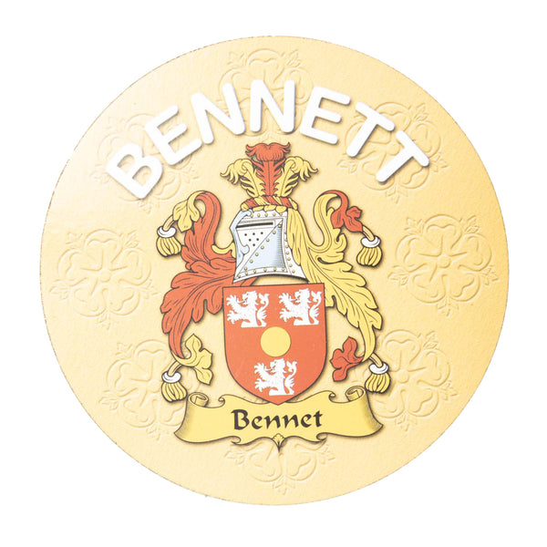 Clan/Family Name Round Cork Coaster Bennett