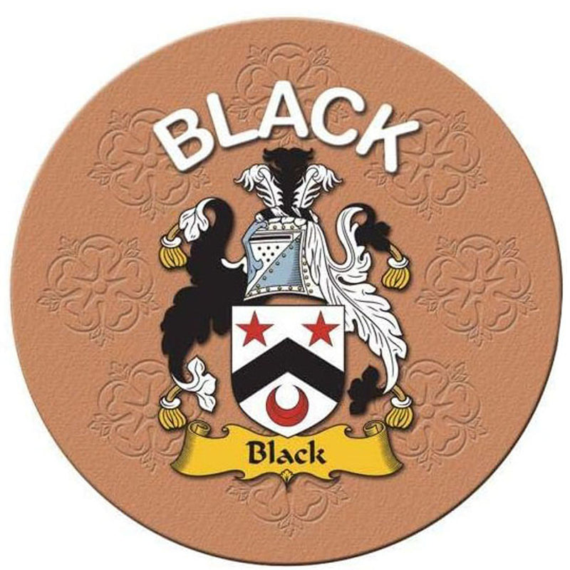 Clan/Family Name Round Cork Coaster Black S