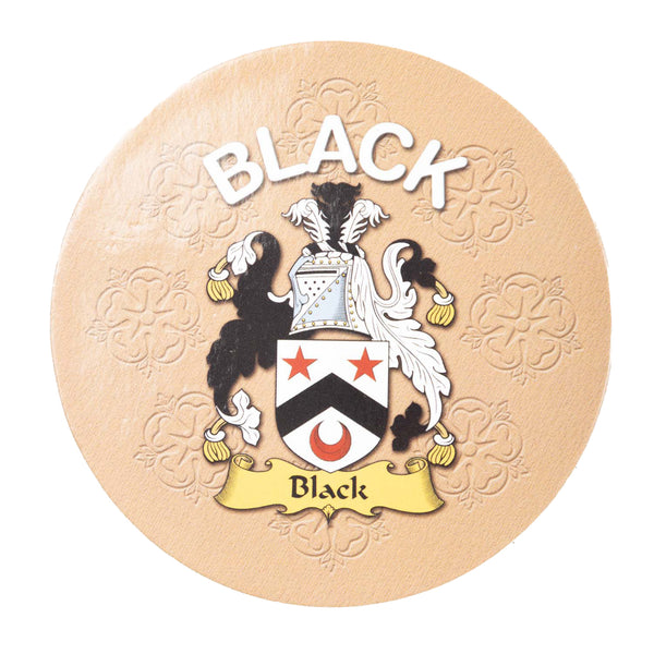 Clan/Family Name Round Cork Coaster Black E