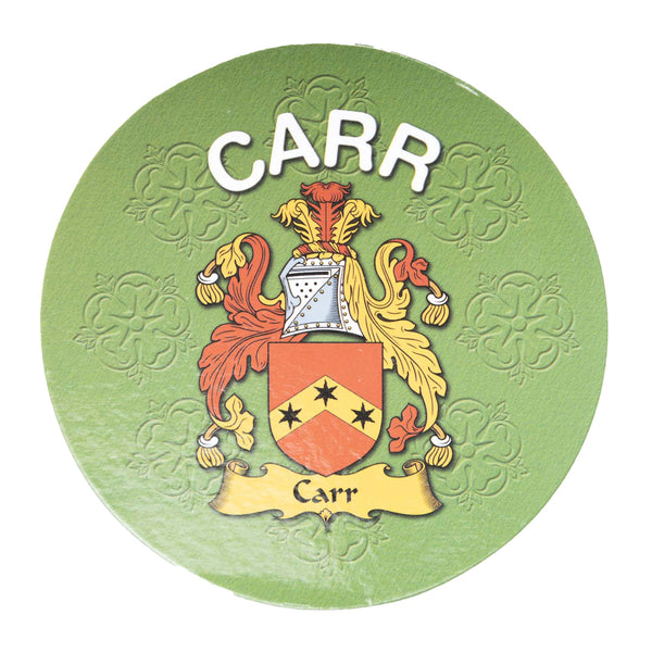 Clan/Family Name Round Cork Coaster Carr