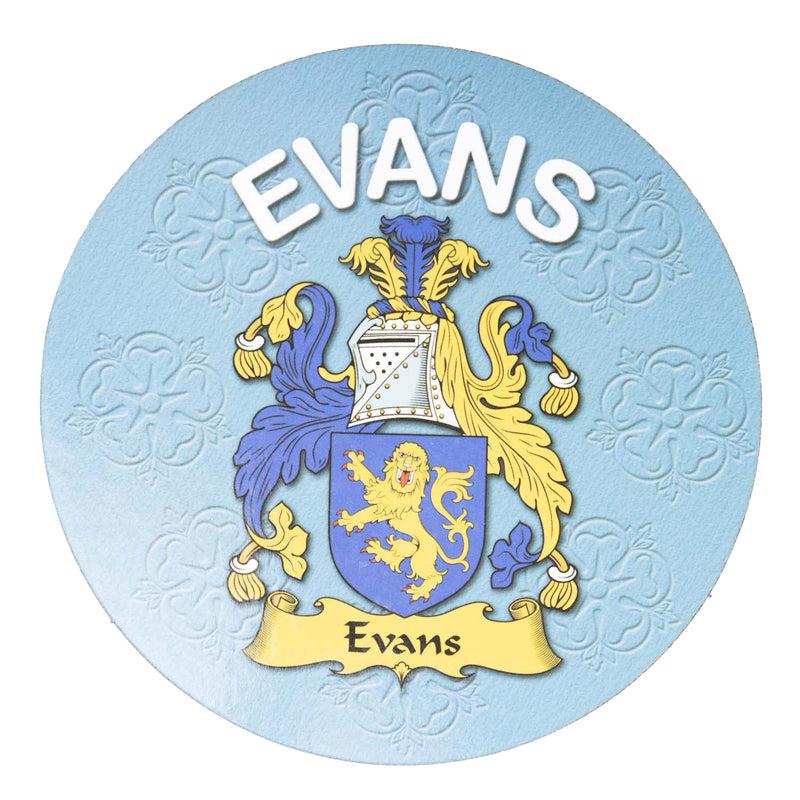 Clan/Family Name Round Cork Coaster Evans