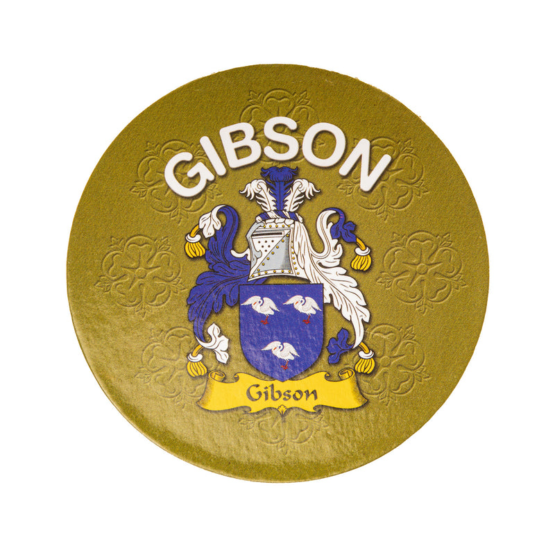 Clan/Family Name Round Cork Coaster Gibson E