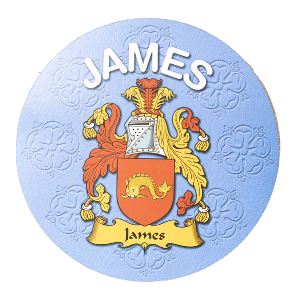 Clan/Family Name Round Cork Coaster James