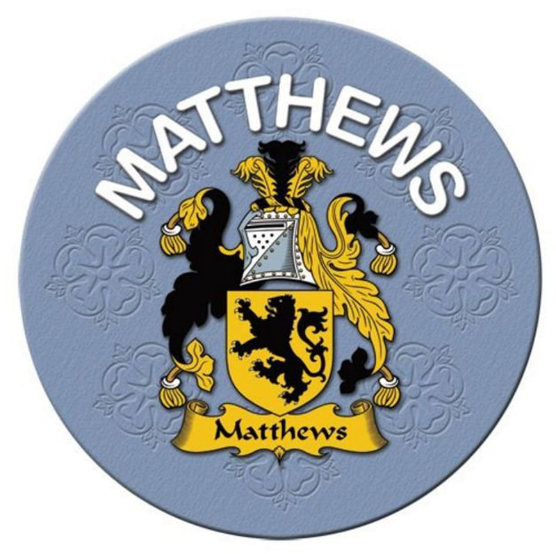 Clan/Family Name Round Cork Coaster Matthews