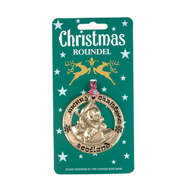 Christmas Roundel Gold Santa Clause