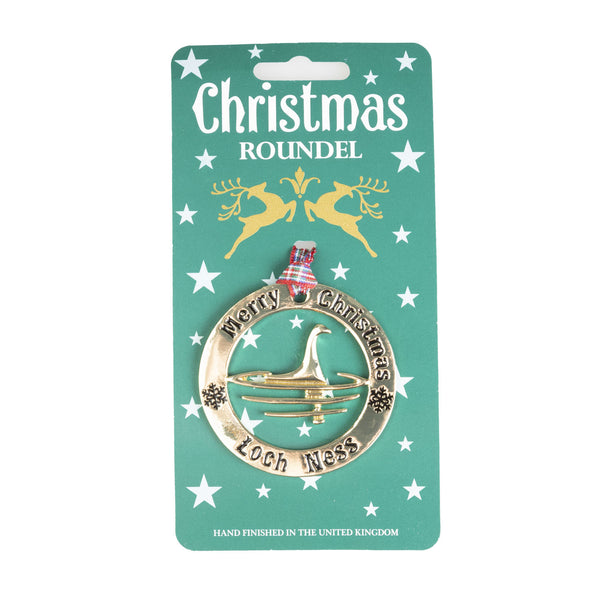 Christmas Roundel Gold Loch Ness Monster