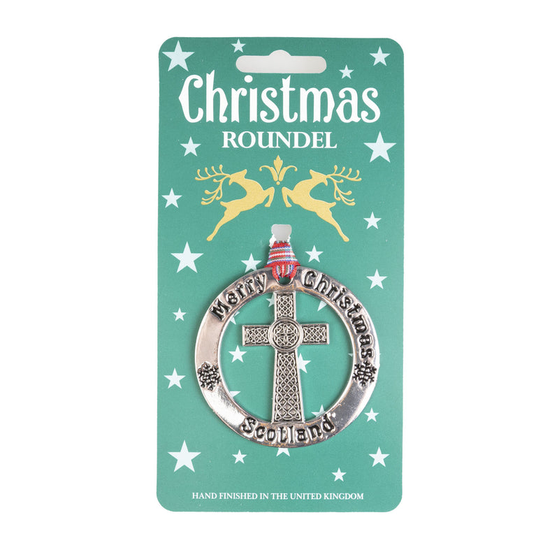 Christmas Roundel Silver Celtic Cross