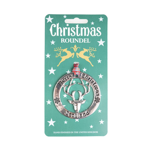 Christmas Roundel Silver Stag