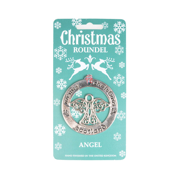 Christmas Roundel Silver Angel