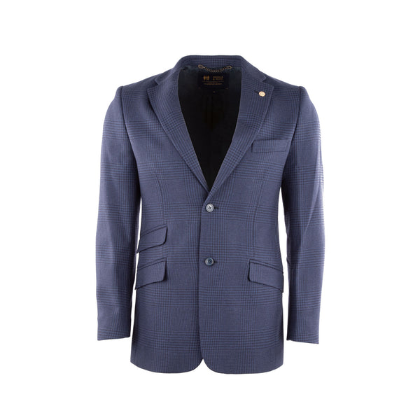 Gents Harris  Pure Wool Jacket Navy Prince Of Wales