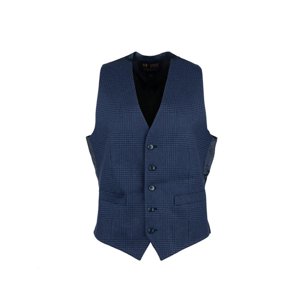 Gents Lewis Pure Wool Waistcoat Navy Prince Of Wales