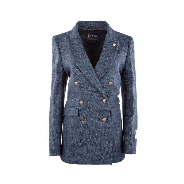 Maisie Ladies Ht Coat Blue Herringbone