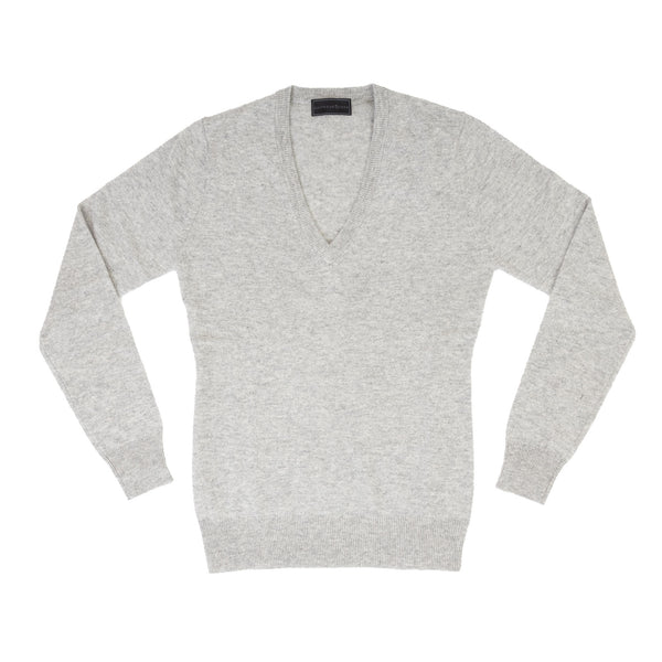 100% Cashmere Alice V Neck Silver Clay