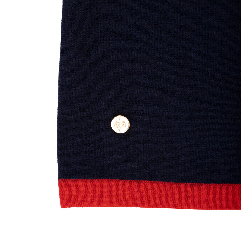 30% Cashmere Colour Block Poncho Navy Red White