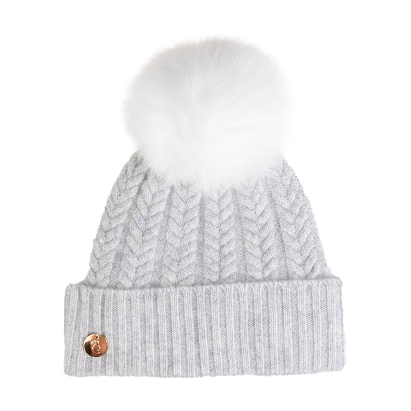 100% Cashmere New Georgie Hat Forst/White Pom