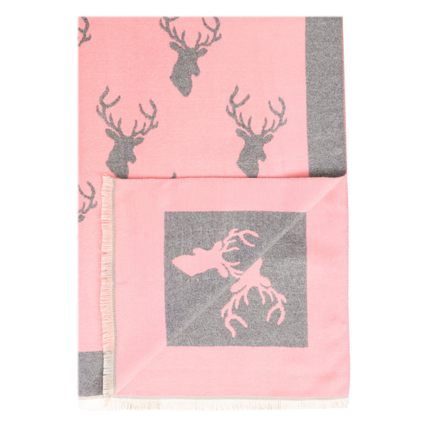 New Stag Super Soft Stole Deep Pink/Dark Grey