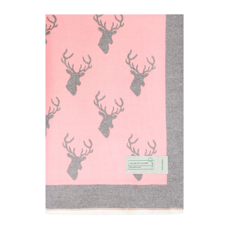 New Stag Super Soft Stole Deep Pink/Dark Grey