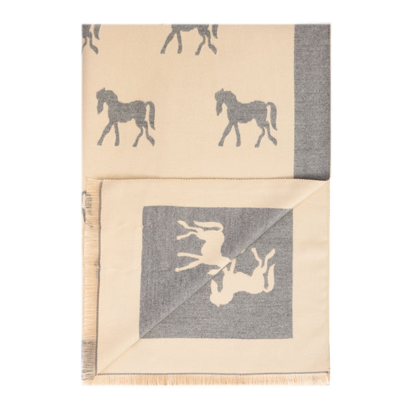 New Horse Super Soft Stole Cream/Light Grey