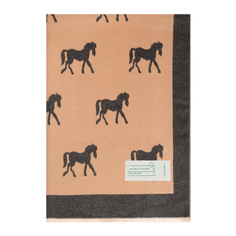 New Horse Super Soft Stole Dk Beige/Dk Grey